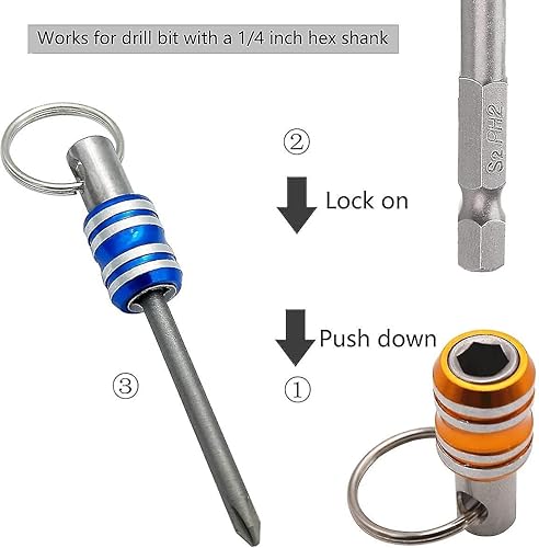 Miniatura 2 de Bahagia Soporte de broca hexagonal de 14 de pulgada, 5 piezas de soporte de broca de liberación rápida para destornillador de impacto, soporte de
