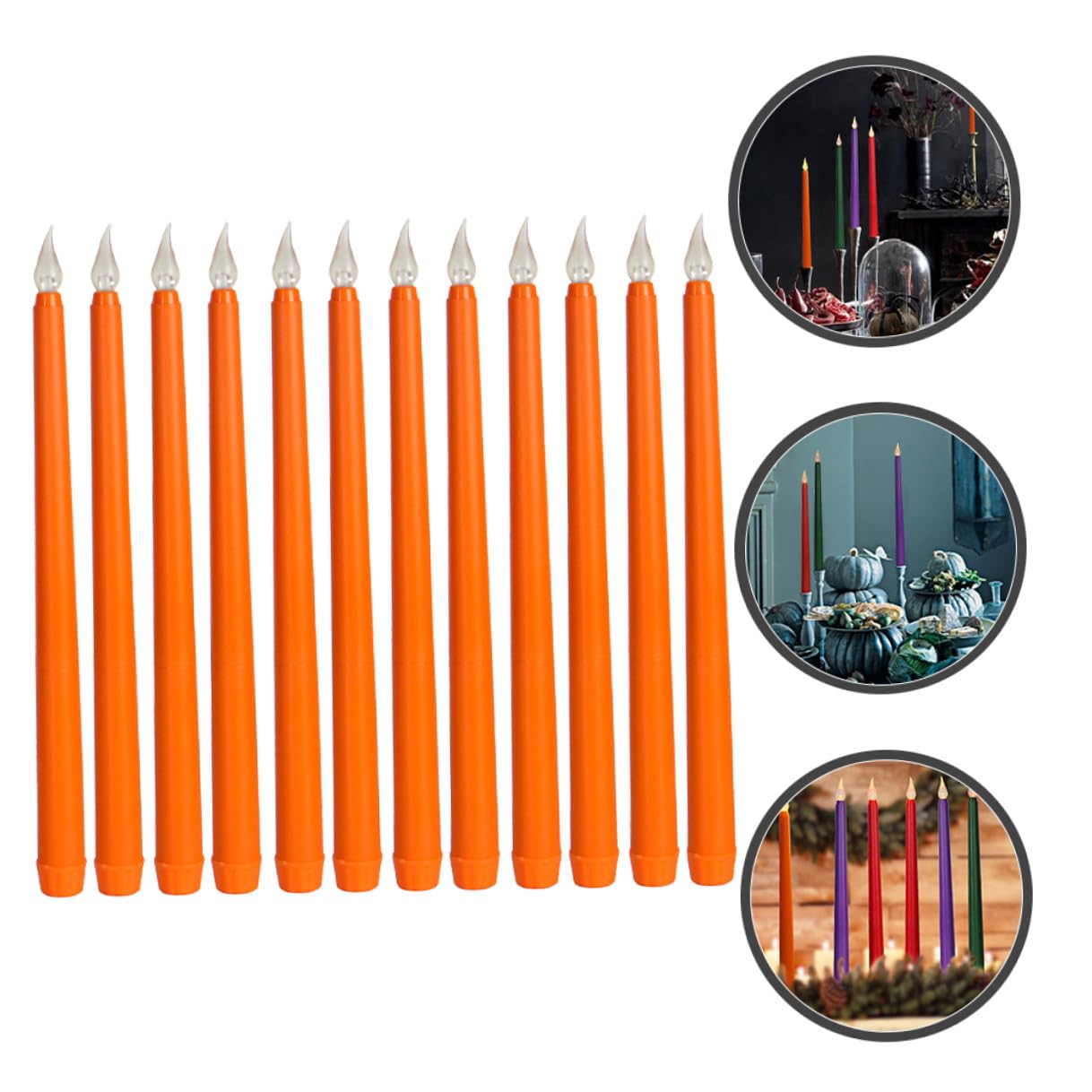 Zerodeko 12 Stück Flammenlose LED Stabkerzen Orange mit Realistischer Optik | Pp und Led, Batteriebetrieben, für Partys und Zuhause, Langlebige Ausführung