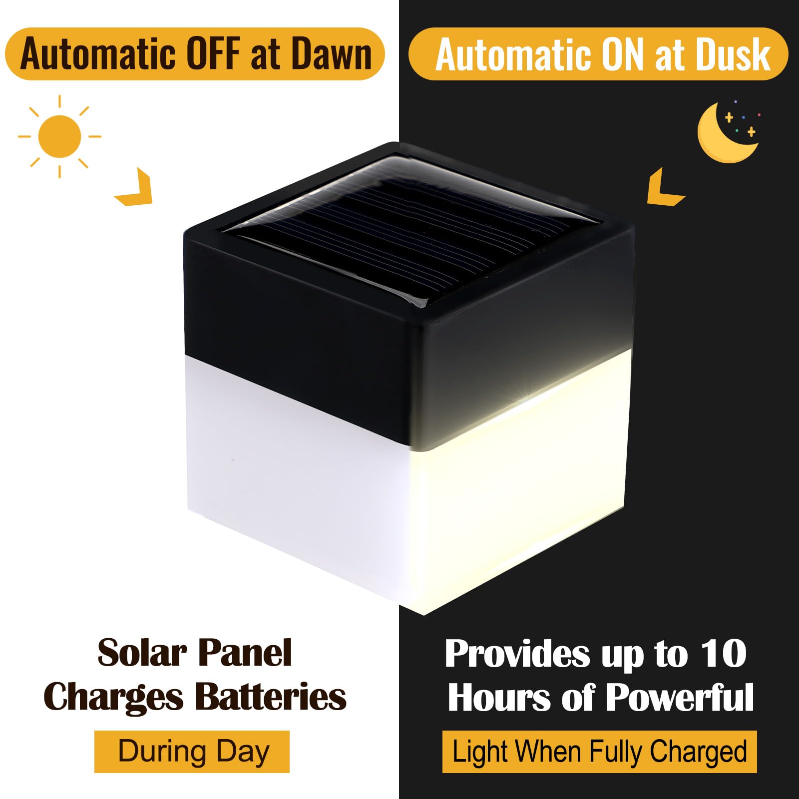 Hicarer 12 Pack Solar Fence Post Cap Lights 2in x 2in Solar Post Cap Lights Solar Fence Lights for Garden, Solar Post, Cap Lights, LED Fence, Street Light, Gazebos, Street Wall (Warm Yellow Light)