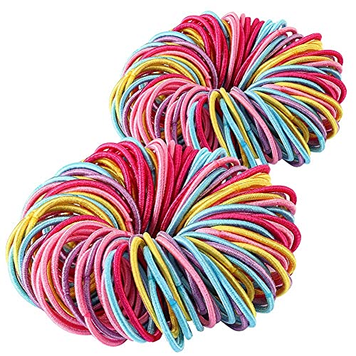 Premium 200 PCS Elastic Hair Ties, Multi-color Ouchless Ponytail Holders, Hair Bands Holders Hair Accessories for Girls