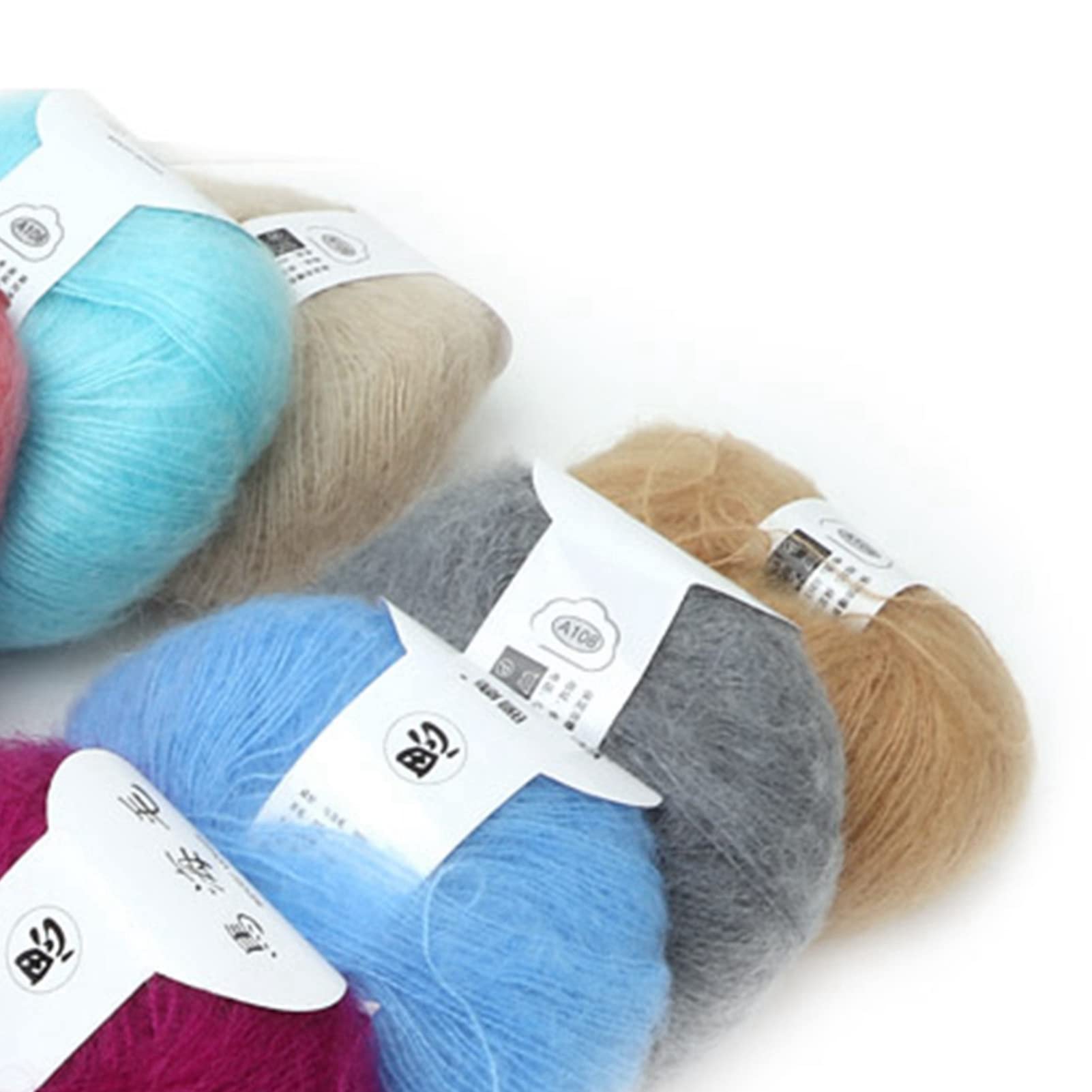 Emoshayoga Miękka Mieszanka Przędzy Moherowej Angora 25g Antypilingowalna, Nadająca się do Prania Ręcznego Splot Szaliki Szale z 12 Kolorami na Drutach Szydełkowych (1 zestaw dwunastu kolorów)