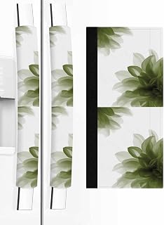 Sage Green Refrigerator Door Handle Covers Set of 2, Boho Modern Floral Abstract Ombre Leaf White Kitchen Appliance Covers Handle Decor Protector for Ovens Dishwashers Microwave Ornaments