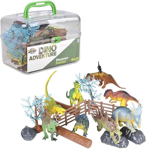 Adventure Planet Juego de dinosaurios con estuche de transporte, 20 piezas