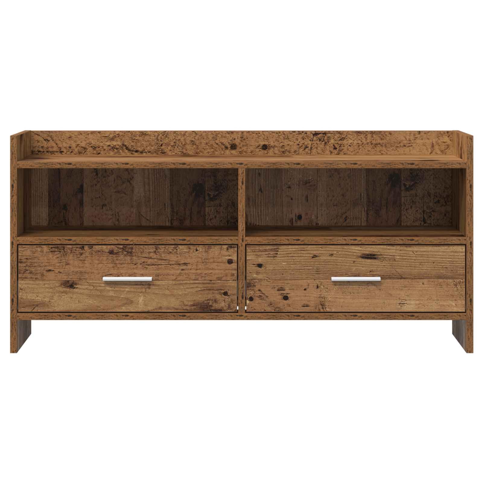 Gecheer TV-Schränk 100 x 33 x 47 cm Altholz Holzwerkstoff, Moderne TV Lowboard Fernsehschrank für Home-Cinema Gamerzimmer Wohnungen Büro8011161