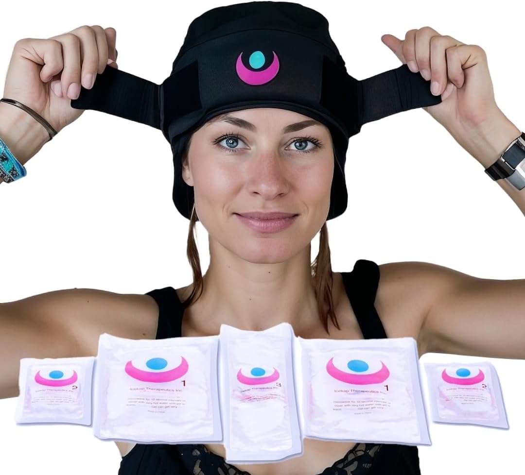 (2-Hour Cooling) Extra Strength Cold Cap, Adjustable Compression, Swappable Gel Packs. Class 1 Medical Device for Migraine, Scalp, Concussion Relief, Chemo. Comfortable Sizes & Machine Washable