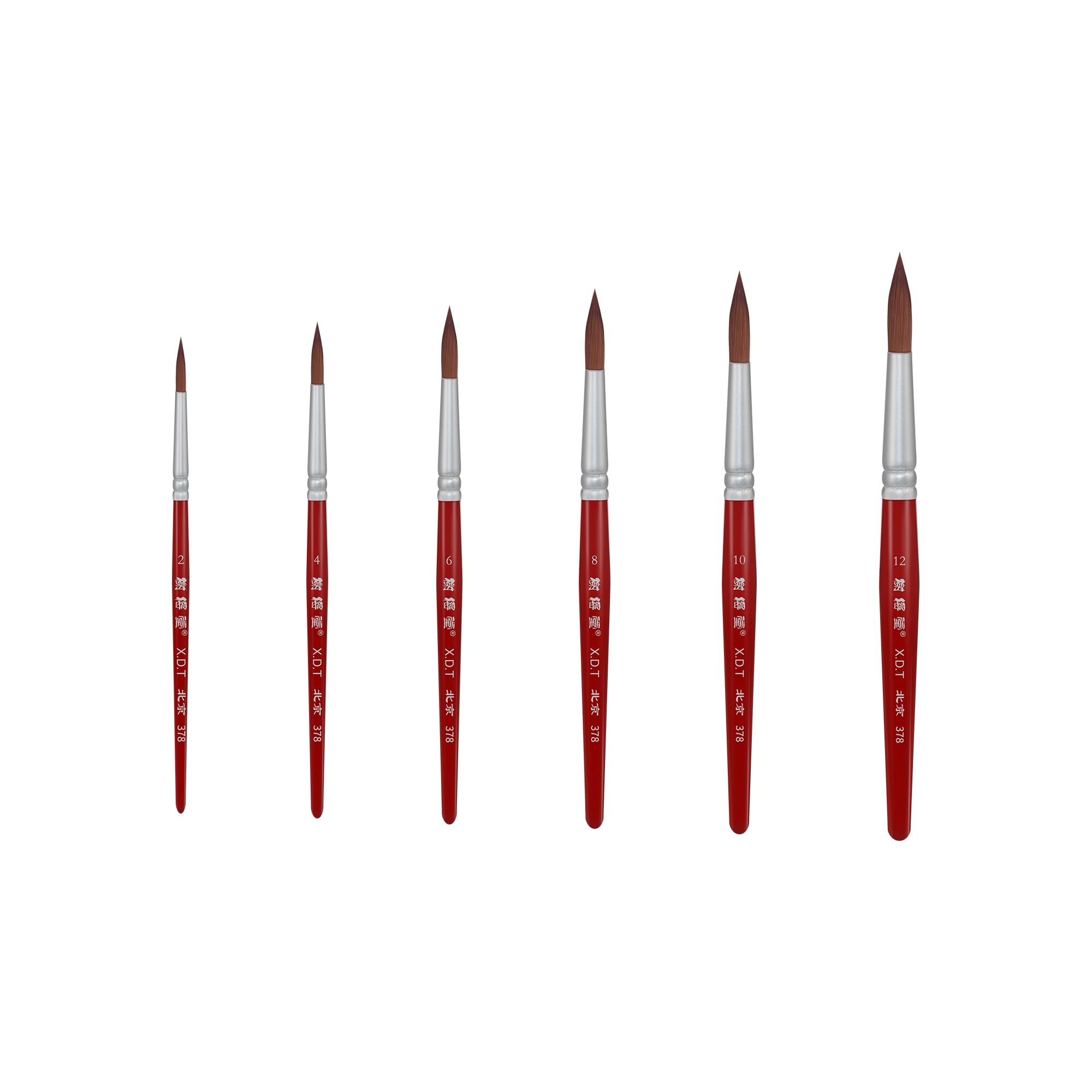 XDT#378 Aquarellpinsel Set – 6 Runde Pinsel Nr. 1-11, Nylonhaar, Kurzer Griff Für Acryl & Öl