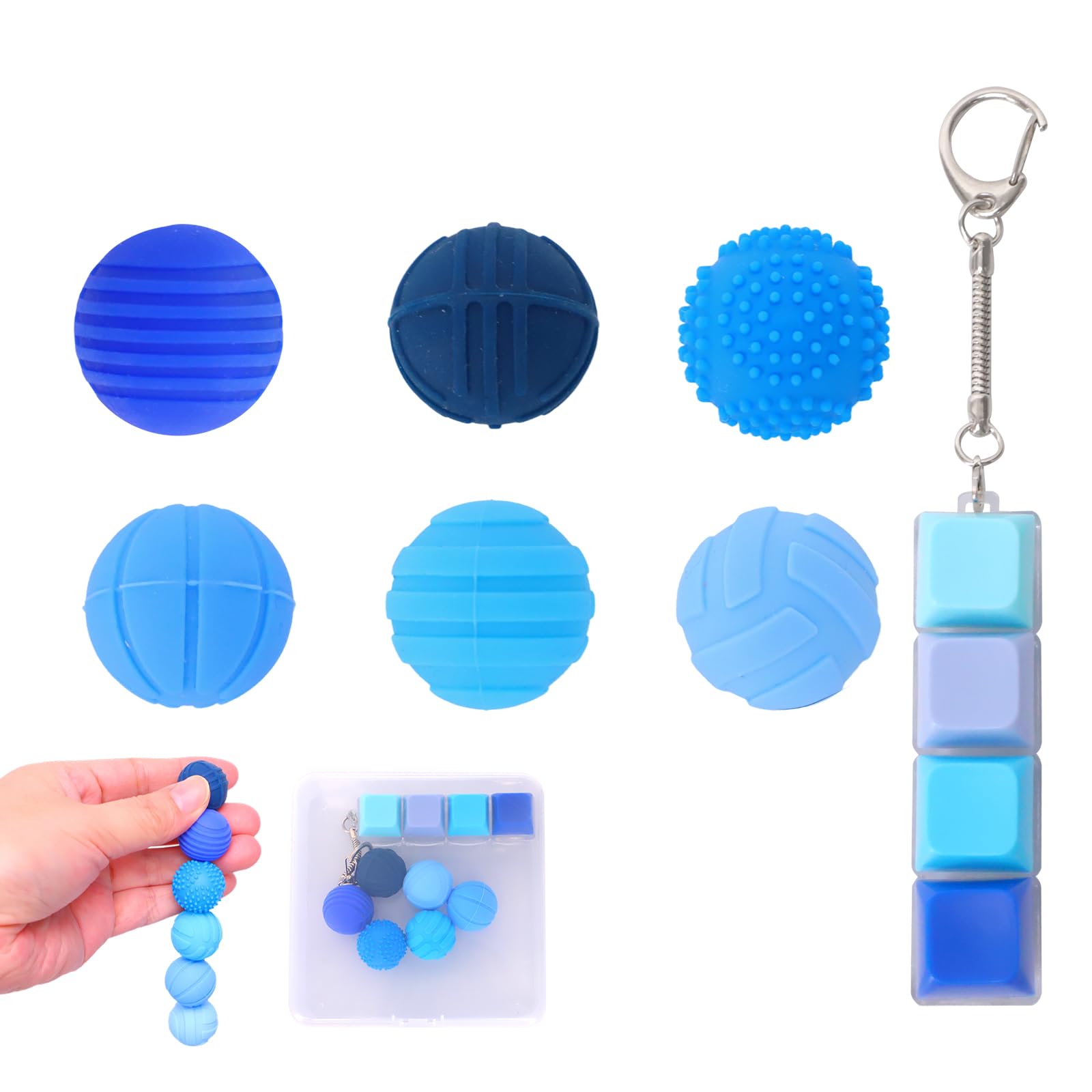 Magnetic Balls Fidget Toys, Sensory Magnetic Stress Relief Balls, Colourful Textured Magnetic Fidget Toy Set, Portable Desk Fidget Toys for Teens & Adults (Blue)