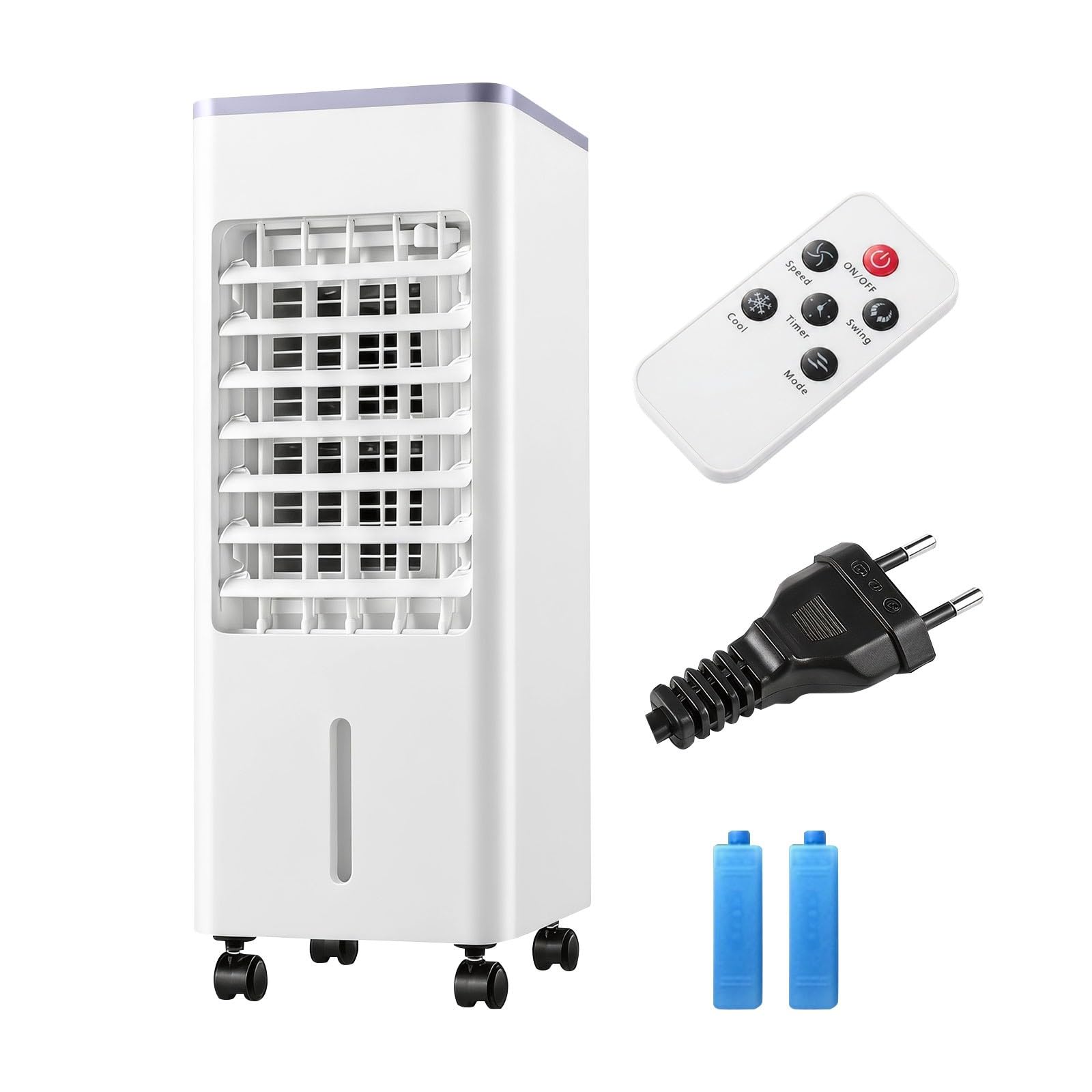 Climatiseur Évaporatif Mobile,Rafraîchisseur d'Air Silencieux 3 en 1,humidifier et Ventilateur 3 Vitesses,3 Modes,Réservoir 12L,Minuterie 7.5 h,24 * 20 * 55CM (Télécommande)