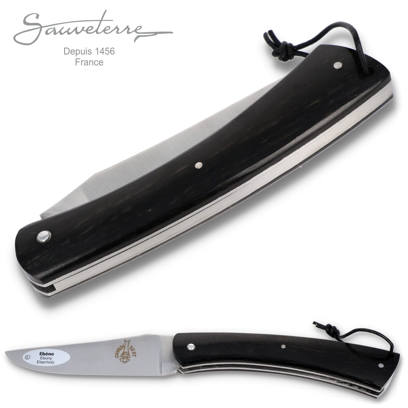 Le Camembert Taschenmesser - 11 cm Griff Ebenholz Plein Manche - Klinge matt - Messer Frankreich