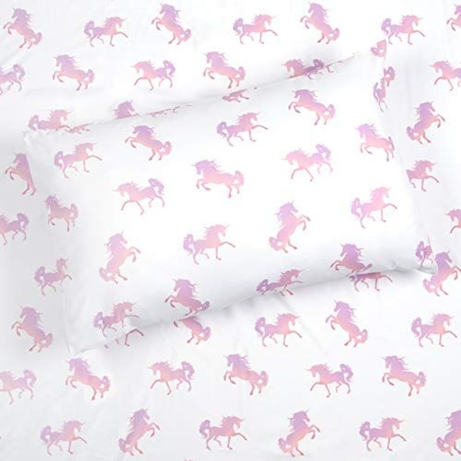 Kids Rule 4-Piece Pink Shaded Unicorn Sheet Set for Girls Kids - 1 Full Flat Sheet 1 Full