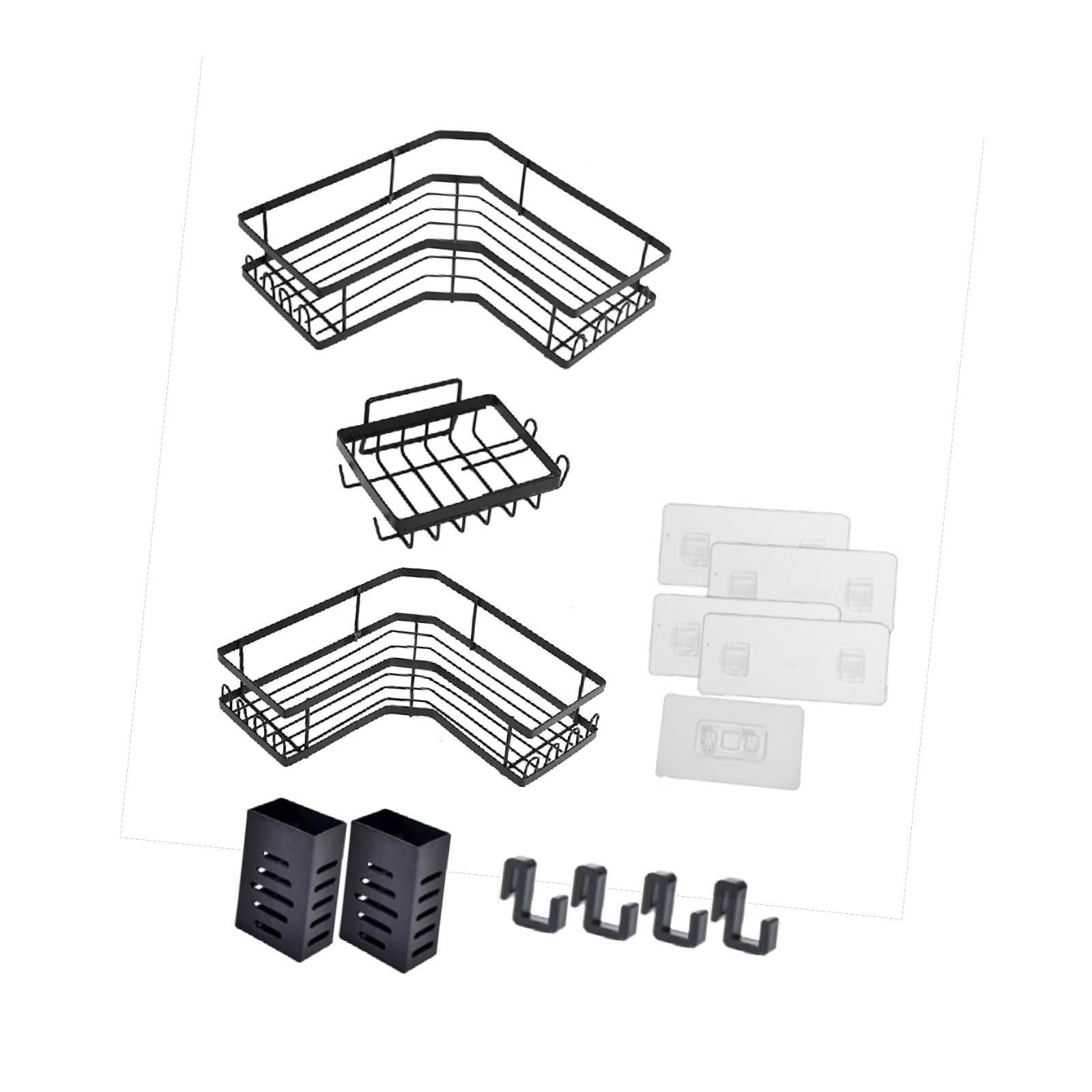 CALANDIS⢠Corner Shower Rack Wall Decor Shower Storage Basket for Home Bathroom Shower 3Pcs and 2 Cup Boxes | Storage Bins & Baskets | Home Organization | Household Supplies & Cleaning
