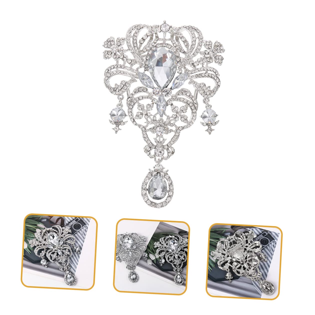Festival Broschen Frauen Silber Strassbrosche stilvolle Corsage Pin für Kleidung und Dez.