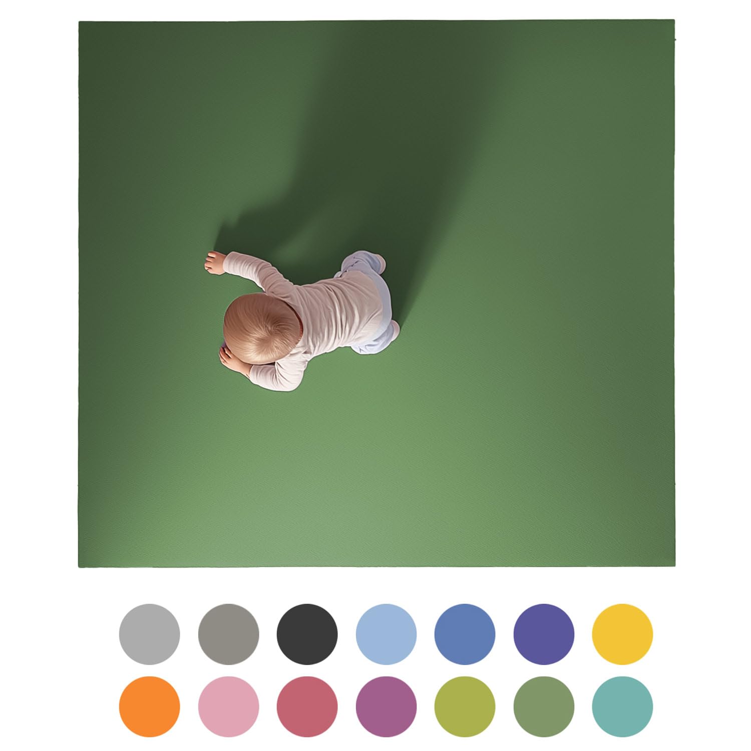 Magischer Teppich 160x160cm Olivgrün - Oeko-TEX zertifizierte Krabbel- und Spielunterlage aus Deutschland. Für kleine Füße, die Großes vorhaben!