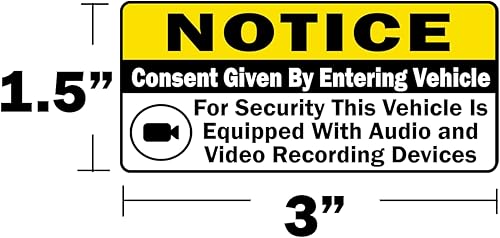 Miniatura 3 de TOTOMO Juego de 8 calcomanías de consentimiento para grabación de audio y video, letreros autoadhesivos de 3 x 1.5 pulgadas (4 adhesivos frontales y