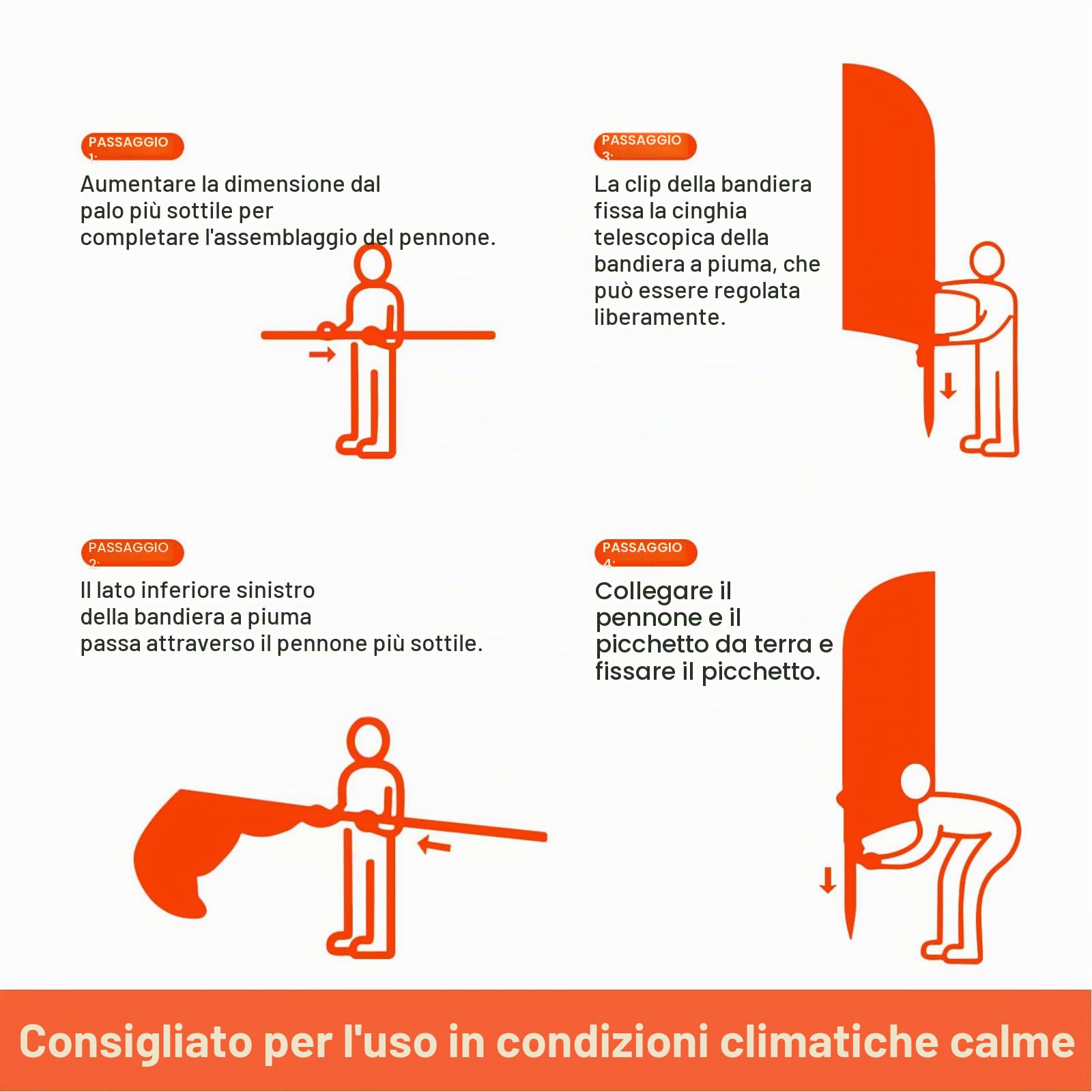 Aste Bandiera Senza Vento della Piuma di Pubblicità di 8FT, Corredo di Palo della Bandiera della Piuma per l'Affare di Pubblicità