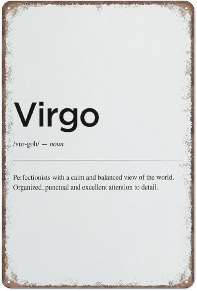 Virgo Definition,Digital Print,Zodiac Poster Gift,Astrology Wall Decor,Gift For Virgo,Retro And Interesting Metal Logo Retro Poster Wall Art Kitchen Garden Farm Home Decoration, 8X12 Inch