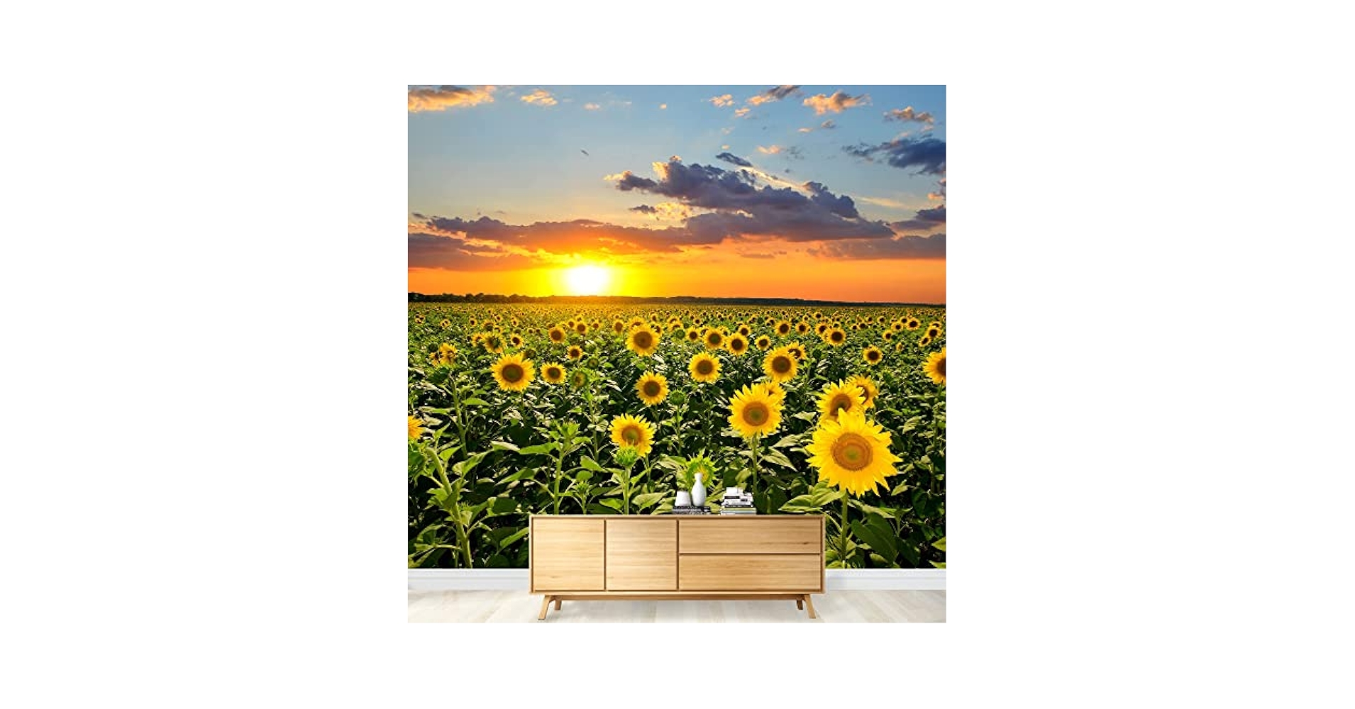 ZocKz Sunflower Field 3D Large Wallpaper, Dusk Sky
