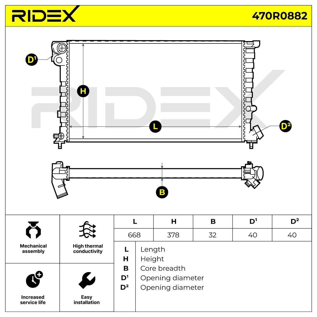 RIDEX 470R0882 Radiateur du moteur Compatible avec PEUGEOT 306 3/5 portes 7A, 7C, N3, N5 Diesel