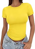 Vista 20 de Trendy Queen - Camisetas básicas para mujer, camisetas de verano, manga corta, ajustadas, linda ropa de entrenamiento para gimnasio