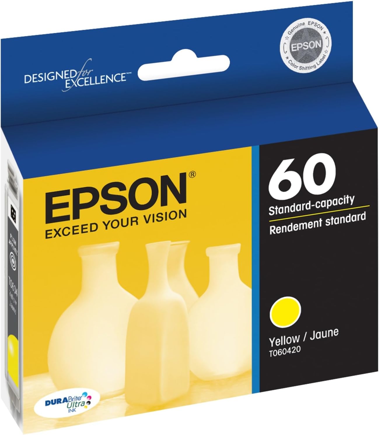 Epson 60 DURABrite Ultra Ink Standard Capacity Yellow Cartridge (T060420) Works with Stylus C-68, C-88, C-88+, CX-3800, CX-3810, CX-4200, CX-4800, CX-5800F, CX-7800