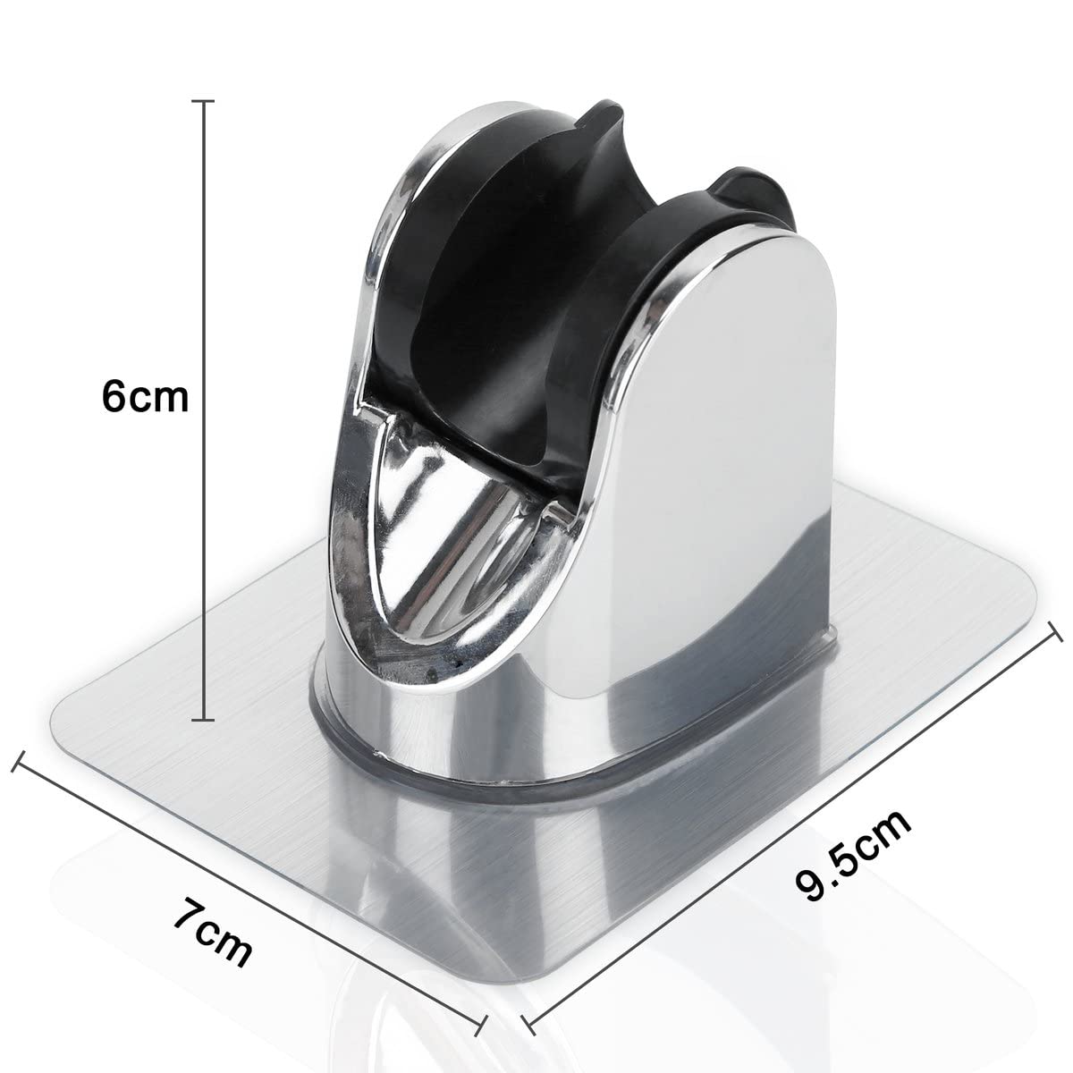 INTIRILIFE Hand shower holder without drilling - Adjustable shower head holder for gluing Silver - Image 2