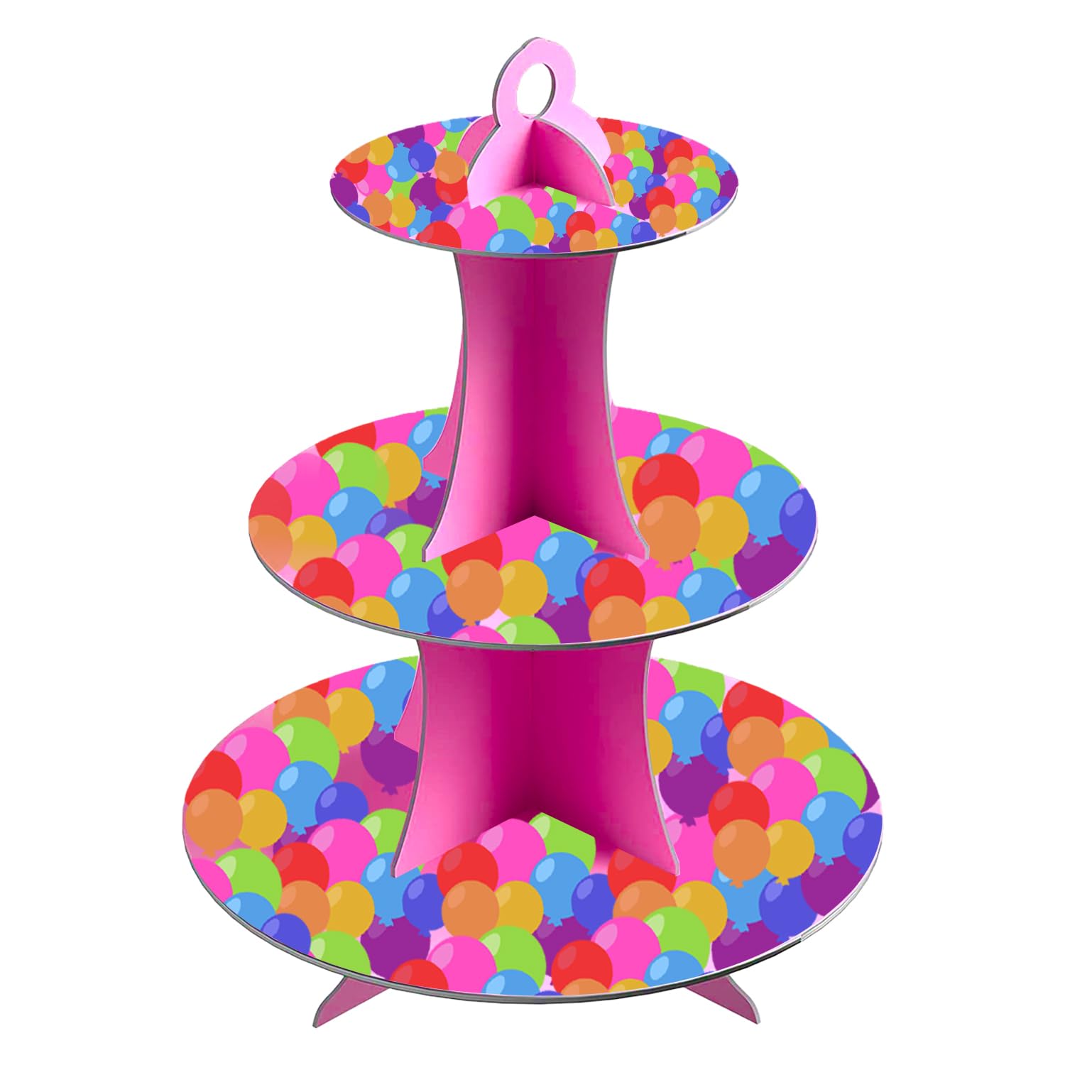 AEX 3 Tier Cake Stand Cardboard Cupcake Stands [Balloons Multicolor]