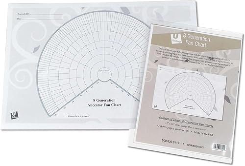 Miniatura 8 de UniKeep Gráficos de pedigrí para la investigación de genalogía - Papel de calidad de archivo (pedigrí de 8 generaciones)