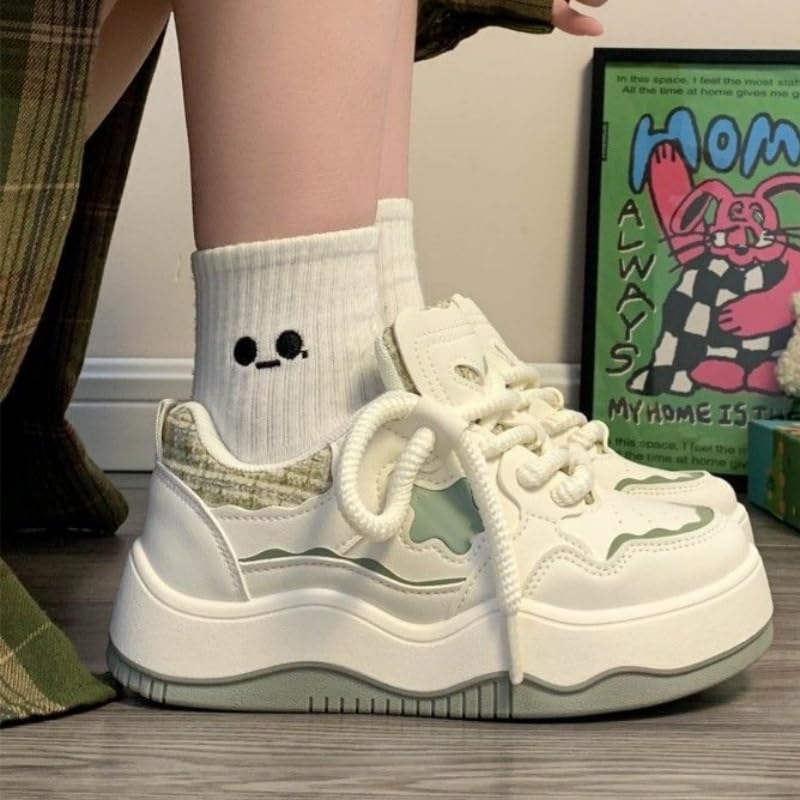 Star Platform Sneakers for Women - Chunky Cute Aesthetic Shoes, Thick Sole Anti-Slip Comfort US 4-8 (Gifts, Charms)4