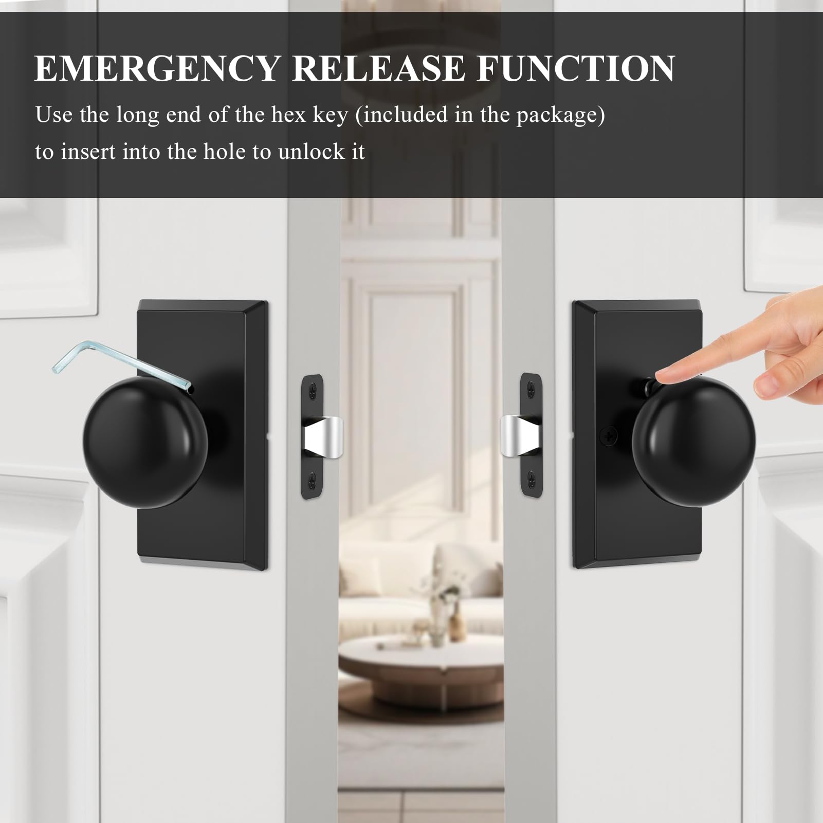 Matte Black Door Knobs - Privacy Lock & Modern Design -3