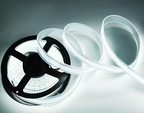 Miniatura 2 de Tira de luz LED de doble fila, luz blanca diurna 6500 K, súper brillante, regulable, impermeable, 12 V, 16.4 pies, SMD 2835 2400 LED, cinta de luz