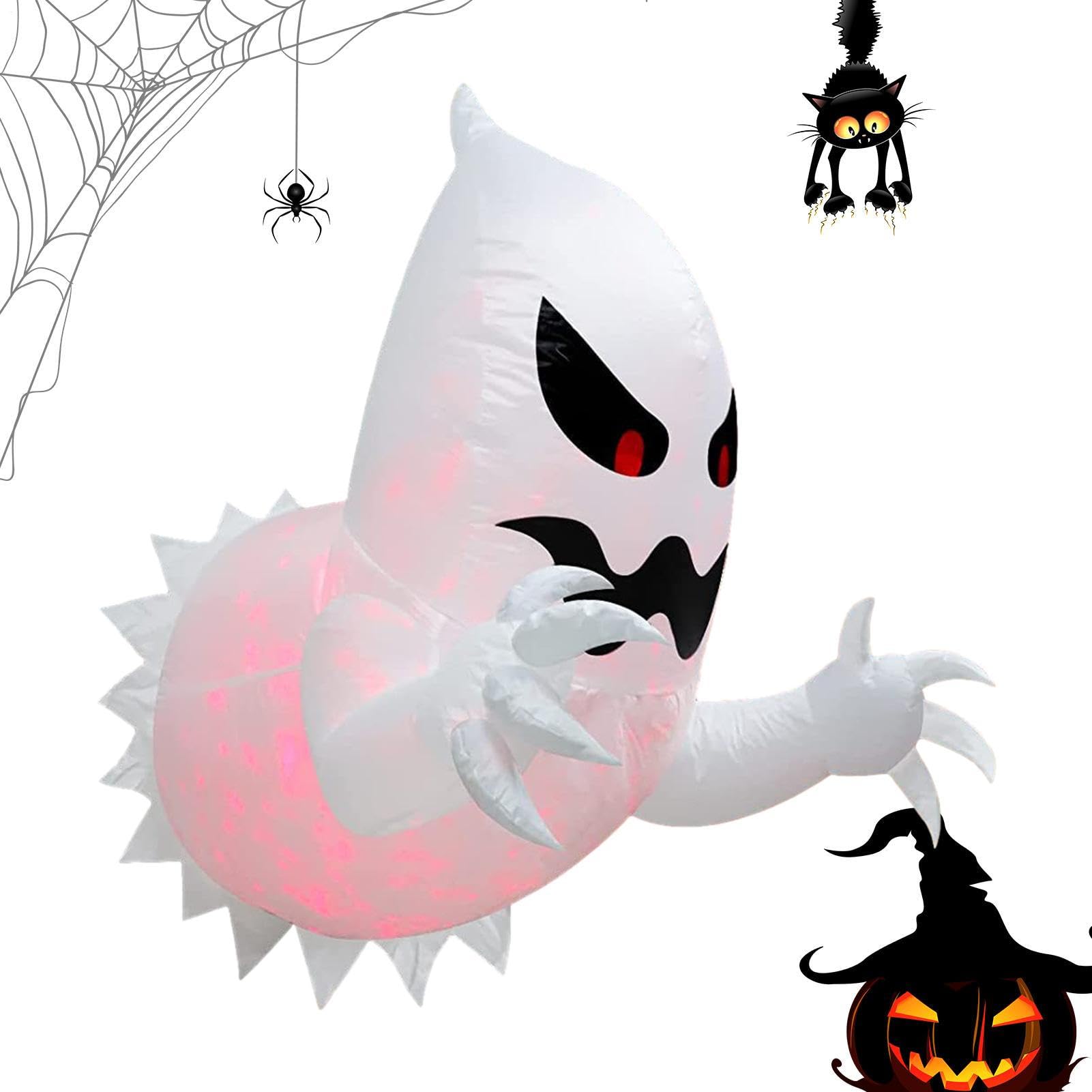 Fantôme d'Halloween brise-vitre gonflable lumineux pour décorer sans effort