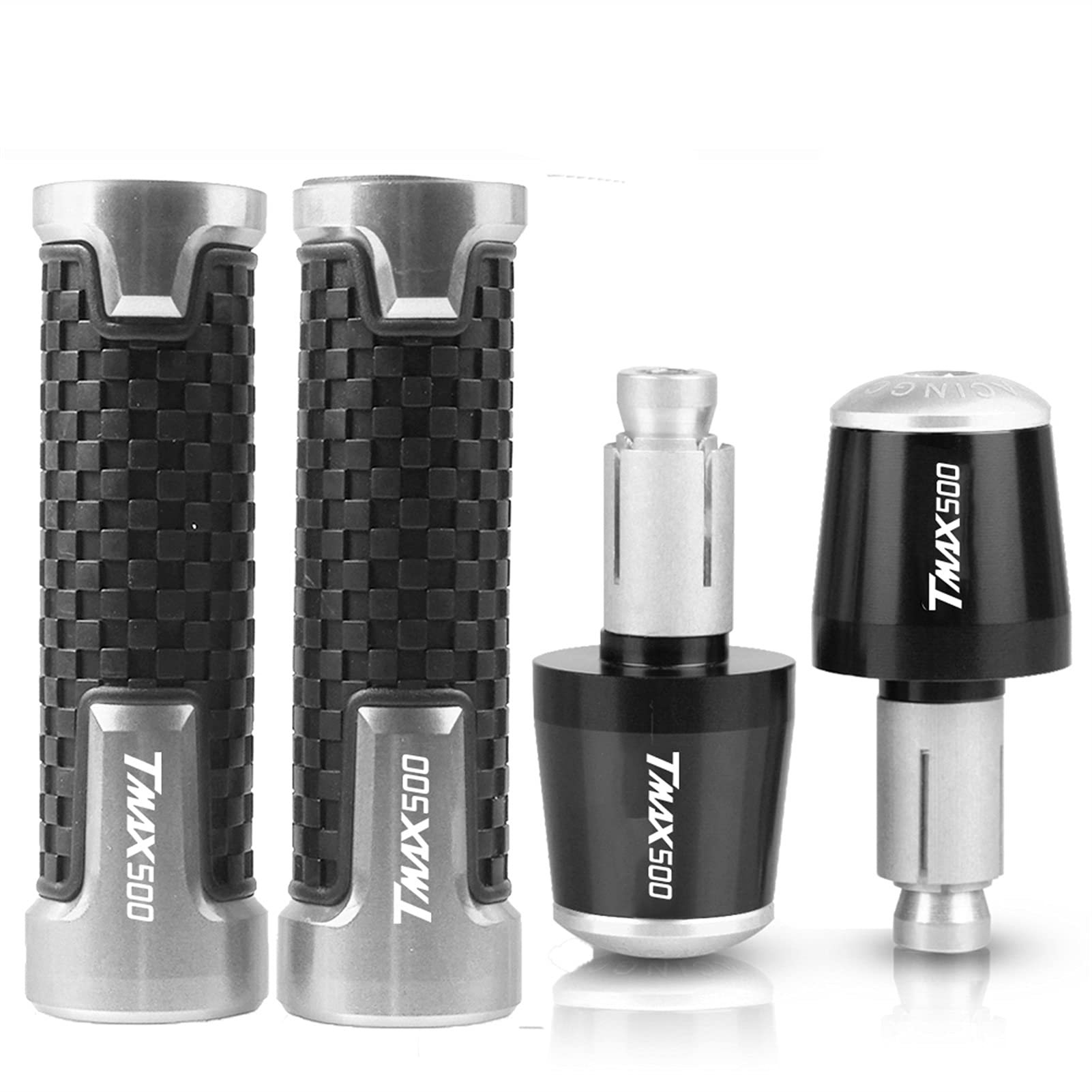 TMAX T MAX 500 Moto CNC T-MAX Accessori Manubrio Manopole End Per YAMAHA TMAX500 2001 2002 2003 2004 2005 2006 2007 Manubrio (Color : Silver black)