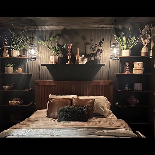 Miniatura 2 de Estantería industrial de 5 estantes, estantería moderna negra, estante de escalera de montaje en pared con marco de metal