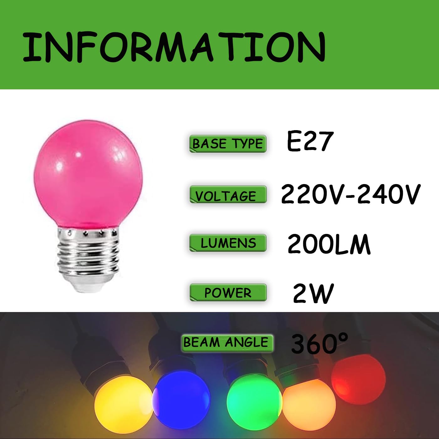ZFQ 20 Pack B22 Bayonet Colored LED Light Bulbs 2W G45 Golf Ball Mini Globe Bulb Lighting Bulbs,Pink for Outdoor Indoor String Patio Garden Party Christmas - Image 2
