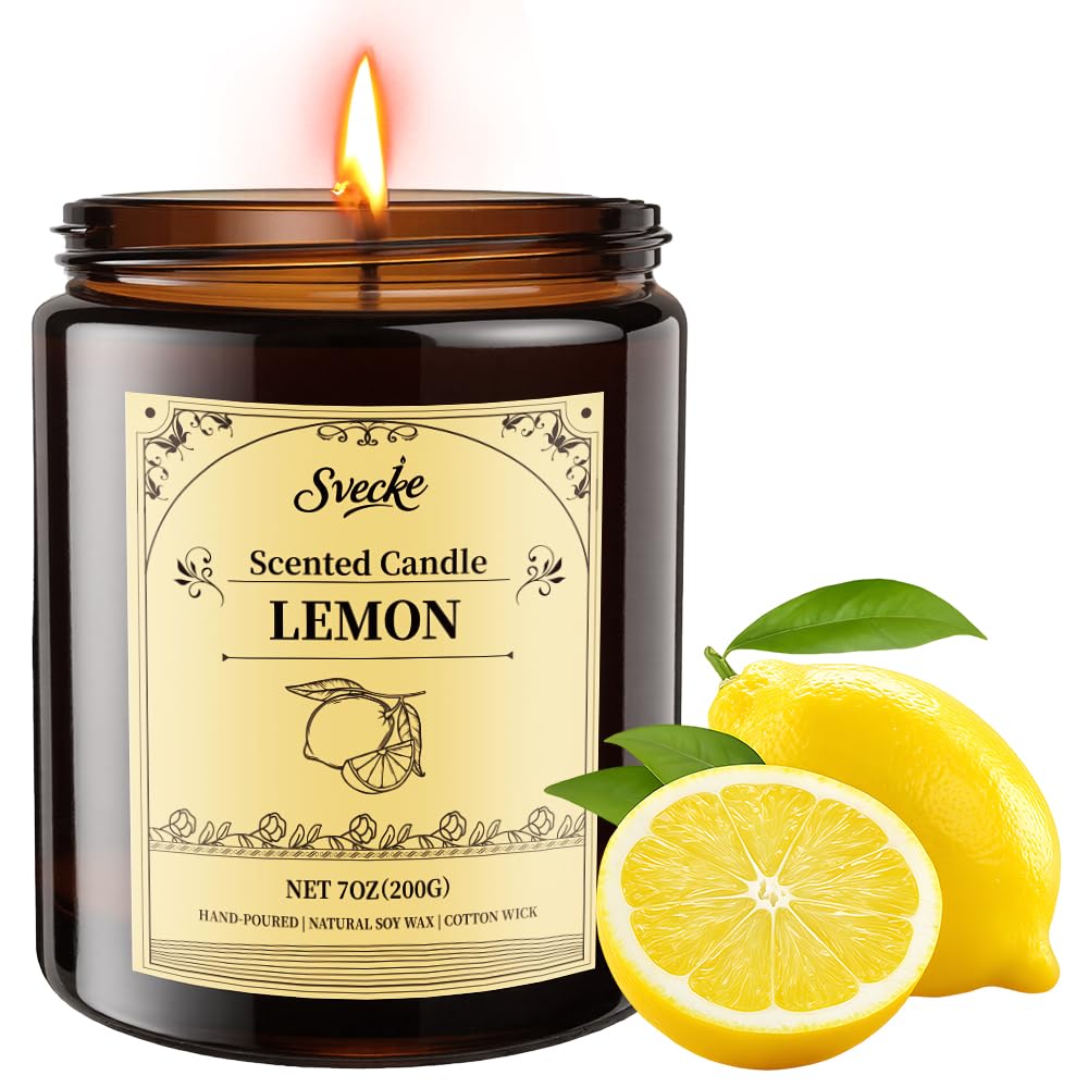 Lemon Scented Candles, 7oz Soy Wax Candle, Long Lasting Aromatherapy Jar Candle for Home, Scented Long Burning Candle Gift for Women and Men Pack of 1 1 pack Lemon