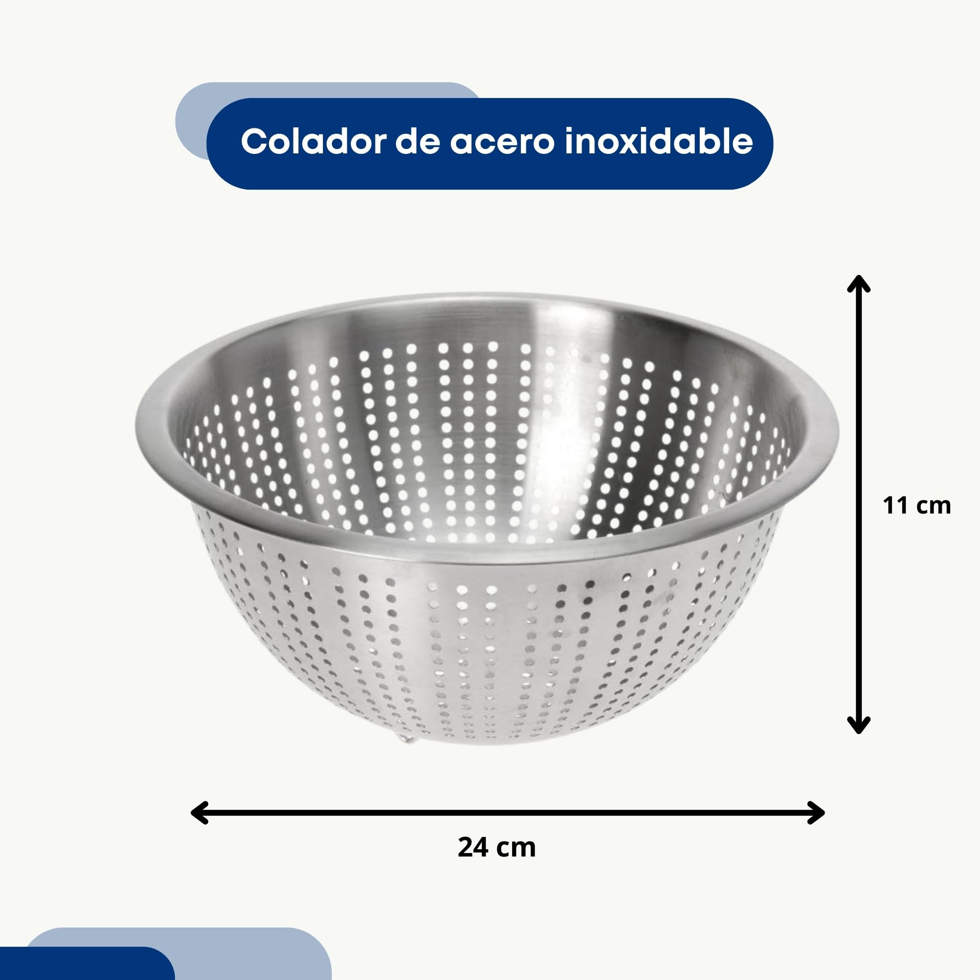 Colador de cocina universal de acero inoxidable, 24 cm