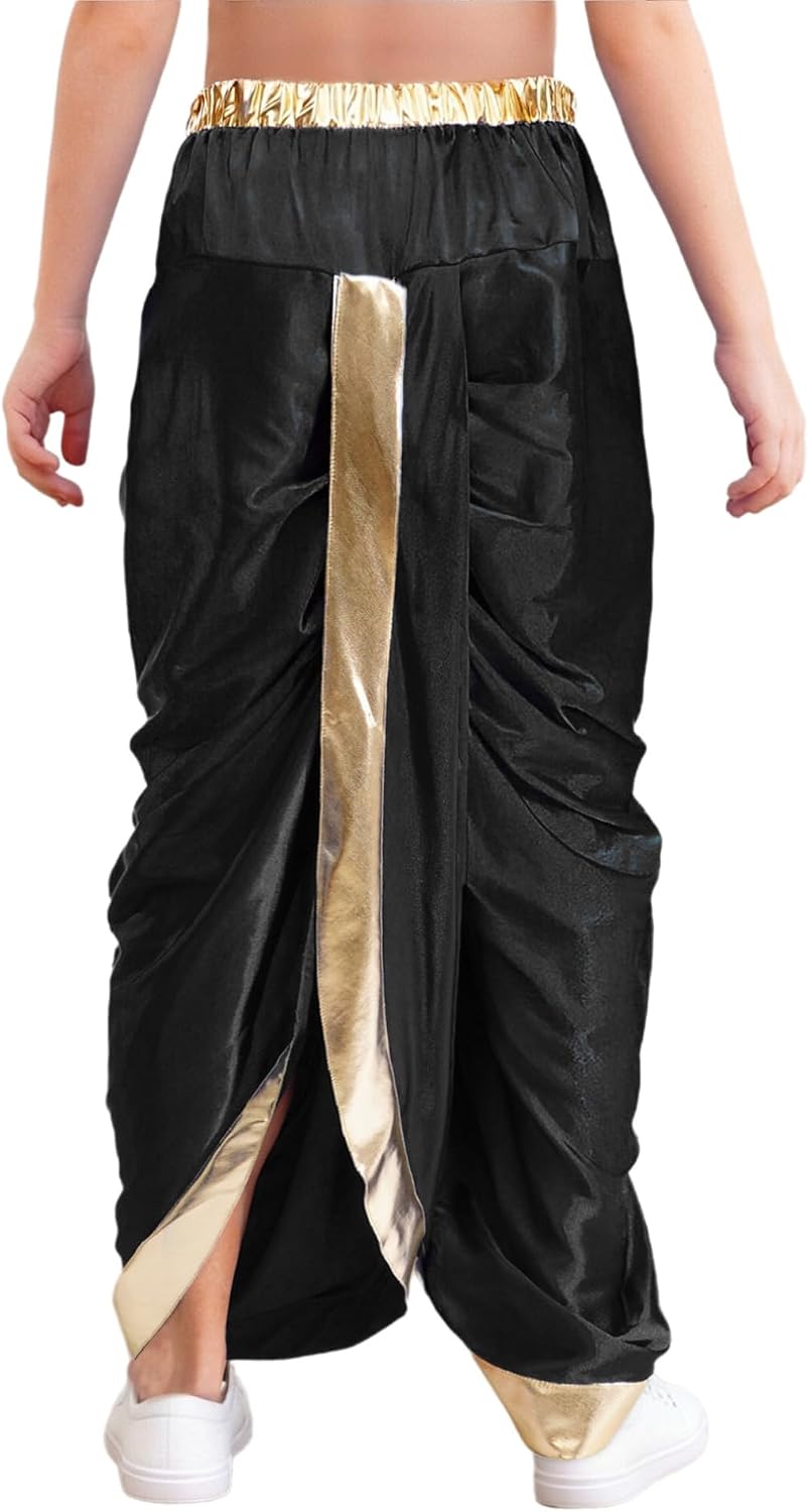 FEESHOW Kids Boys Satin Dhoti Pants Belly Dance Pants India Ethnic Hipple Dance Bottoms Harem Loose Casual Trousers