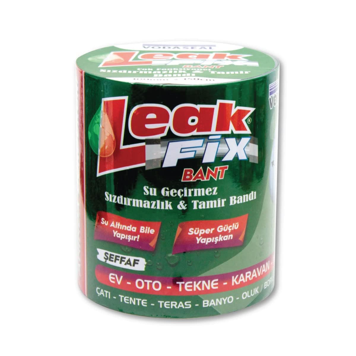 Vodaseal Leakfix Yama Bant, Şeffaf, 100mmx1,5m