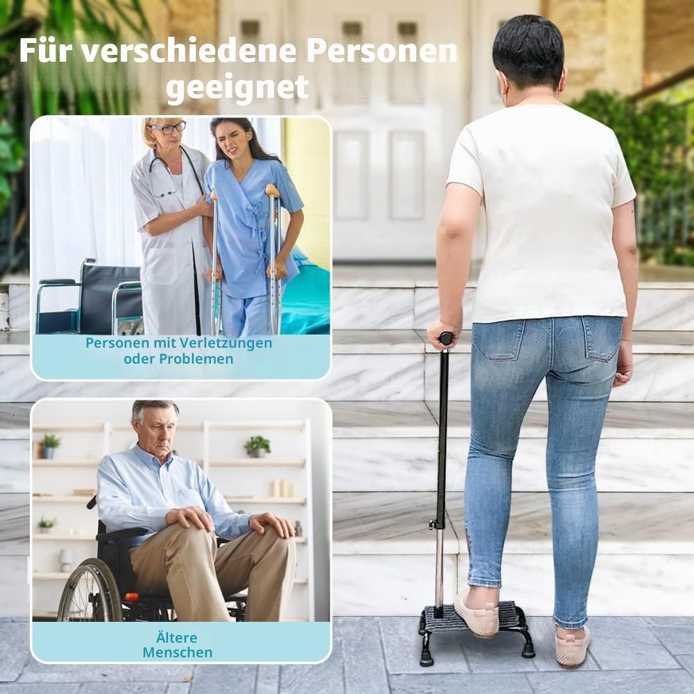 Treppenstöcke für Senioren, Spazierstöcke mit halber Stufe, Geräte zum Treppensteigen für Senioren, Stehhilfe (Grau)
