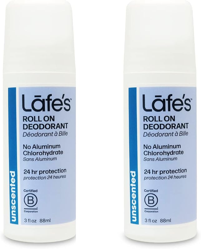 Desodorante roll-on sem fragrância Lafe's com hamamélis e aloe vera, 2 unidades de 90 mL