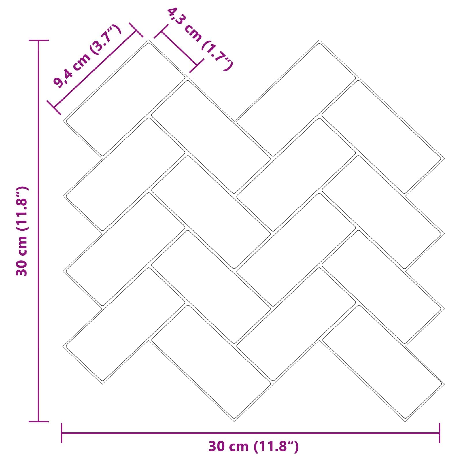 vidaXL Azulejo en espiga 20 uds. Blanco 30 x 30 cm Poliuretano y PET