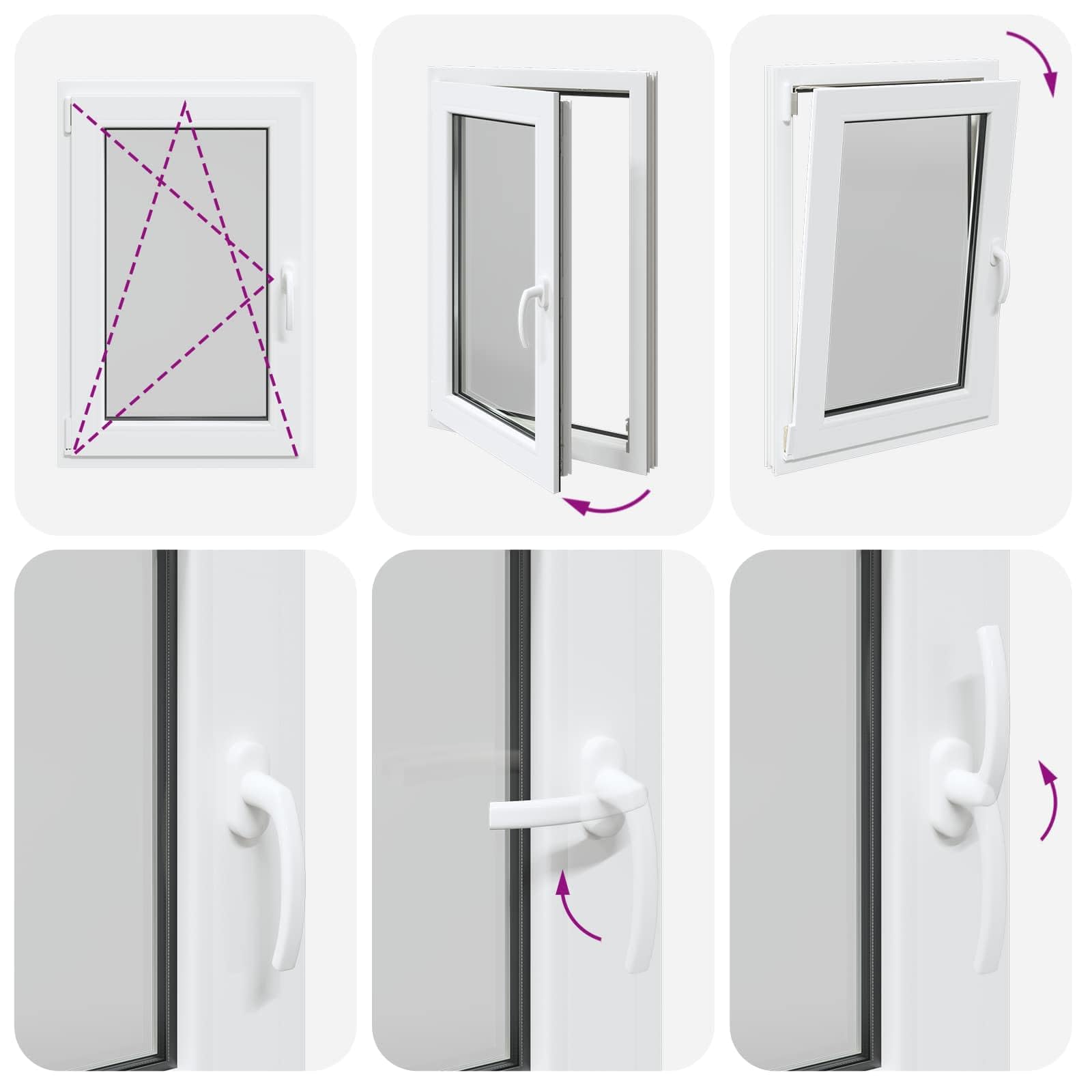 vidaXL Ventana de sótano RISOR 60 x 90 cm PVC y Vidrio Blanco, Sótano, Aislante Térmico Moderno y Duradero para Ventanas Eficientes, Accesorios de Vidrio PVC Aislantes