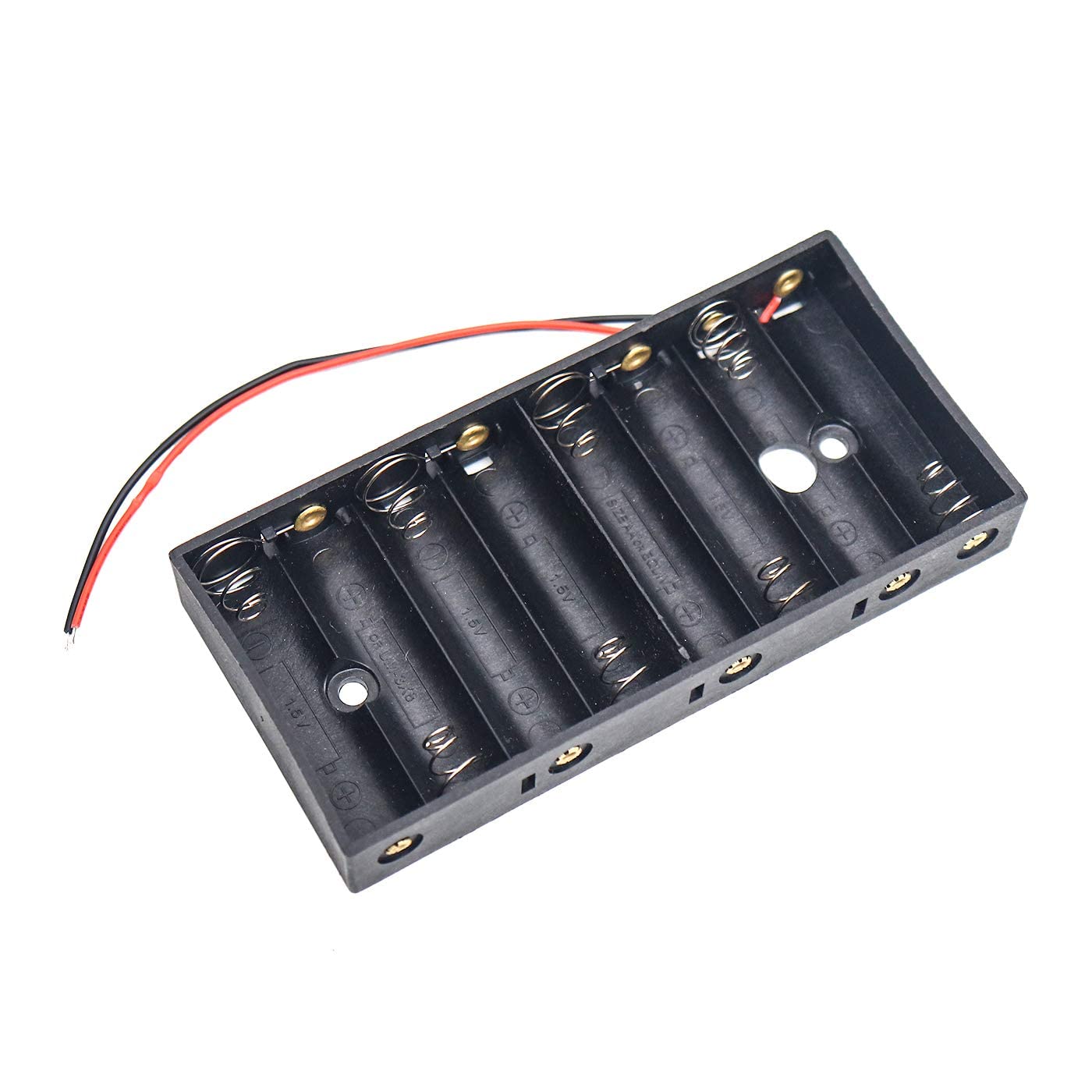 Electronic Spices Eight AA Battery Case Holder with Lead Wire DIY Battery Storage Boxes, Slots in Parallel Black Plastic Batteries Case with Pin (EIght Slot)-image-25