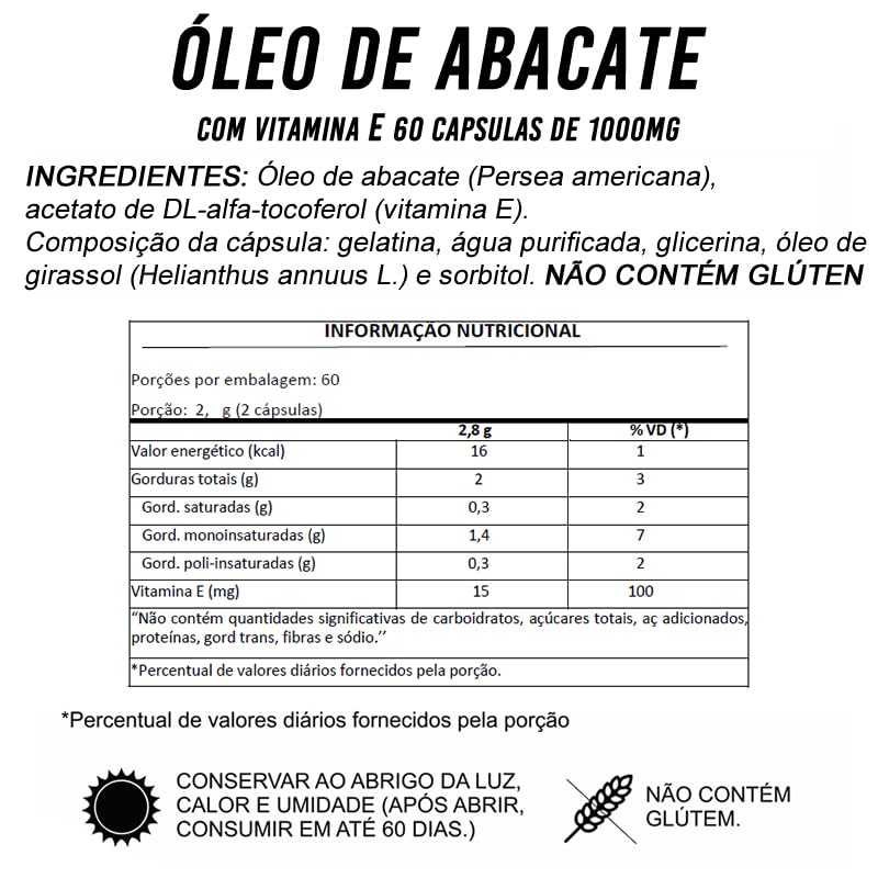 5 Óleo De Abacate Com Vitamina E Com 1000mg em promoção! Veja a oferta e mais achadinhos de Vitaminas & Suplementos 2 Hoje é o melhor dia para comprar 5 Óleo De Abacate Com Vitamina E Com 1000mg com aquele preço maroto! Promoção! Aproveite a oferta! 2