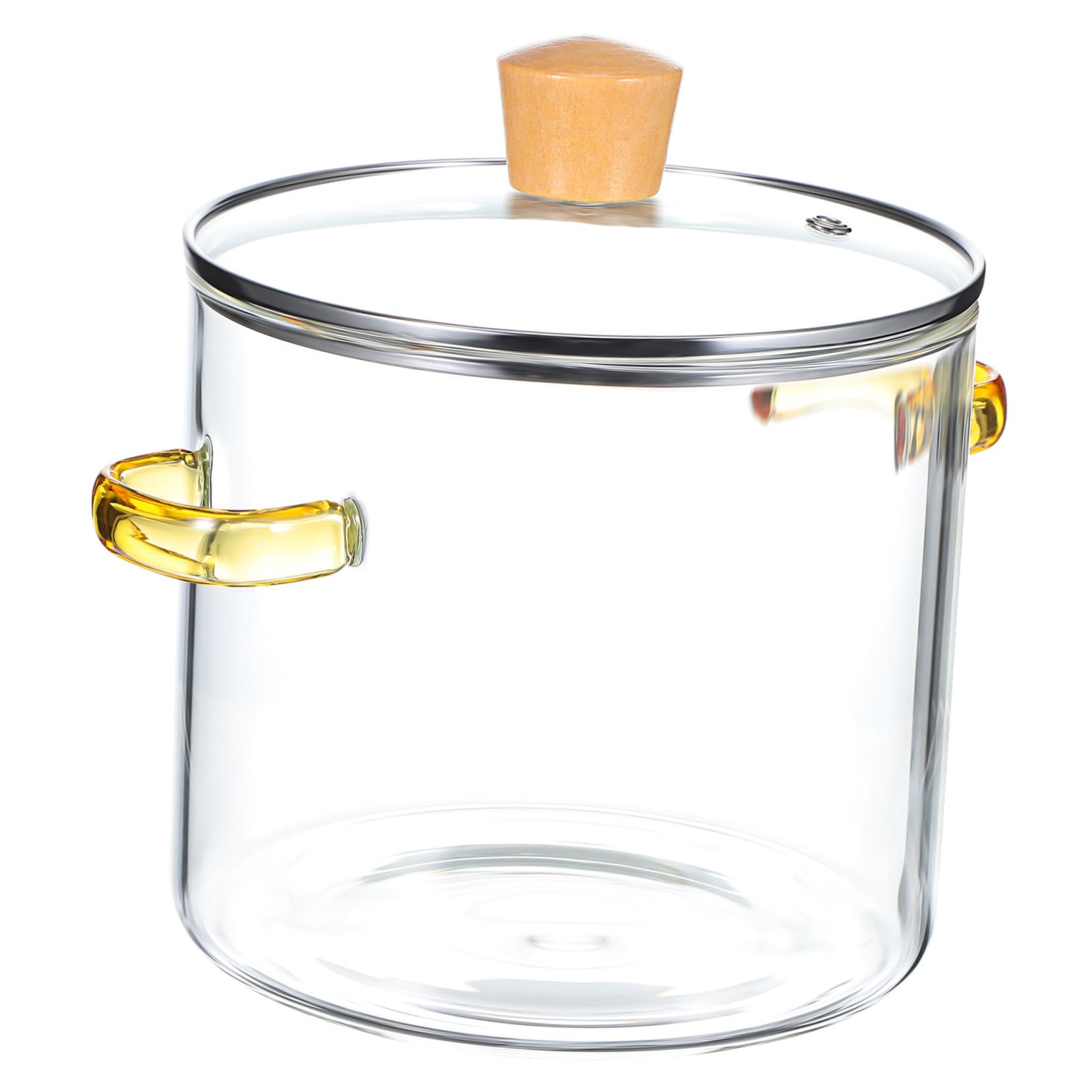 Marmite en verre transparent avec double poignée pour cuisson