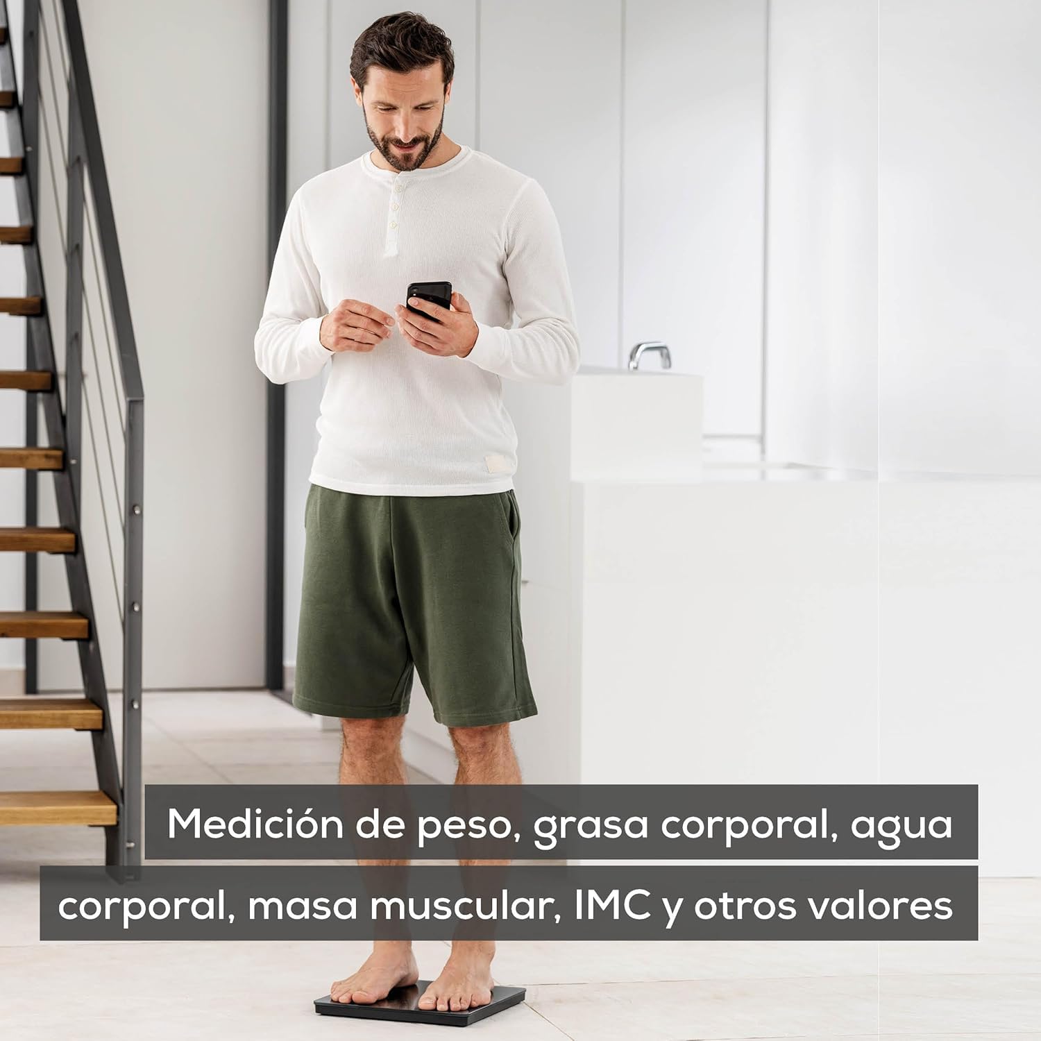 Beurer BF 500 báscula de baño digital con Bluetooth y aplicación, con medición de grasa corporal, porcentaje muscular, necesidad calórica, etc. transferencia de datos a Apple Health y otros