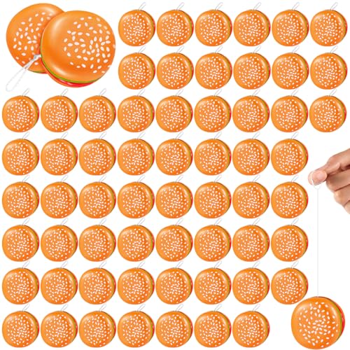 Image of Leitee 50 Pieces Hamburger Yo Yo Toys Plastic Burger Party Favors for Boys Girls Adults Birthday Party Favors Classroom Prizes Holiday Goodie Bag Fillers