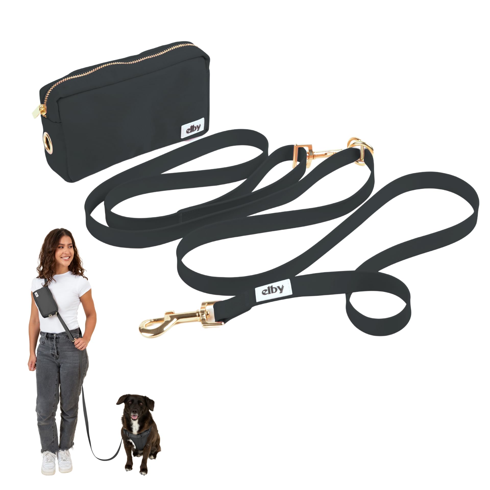 Hands Free Dog Leash with Treat Pouch - Waterproof Cross Body and Waist Leash for Dog Walking and Training with Poop Bag Holder - Cute Walking Accessories — image 1