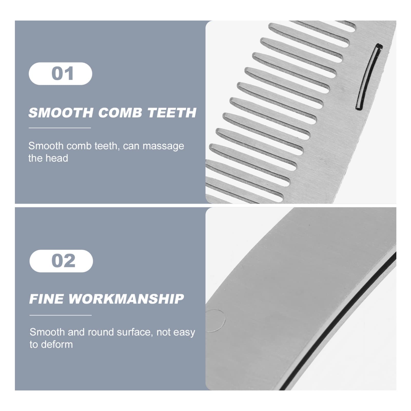 Mikinona 4 Pettini Per Barba Da Uomo A Denti in Acciaio Inox Pieghevoli Mini Portatili Per Acconciature Lisce E Lisce All'indietro