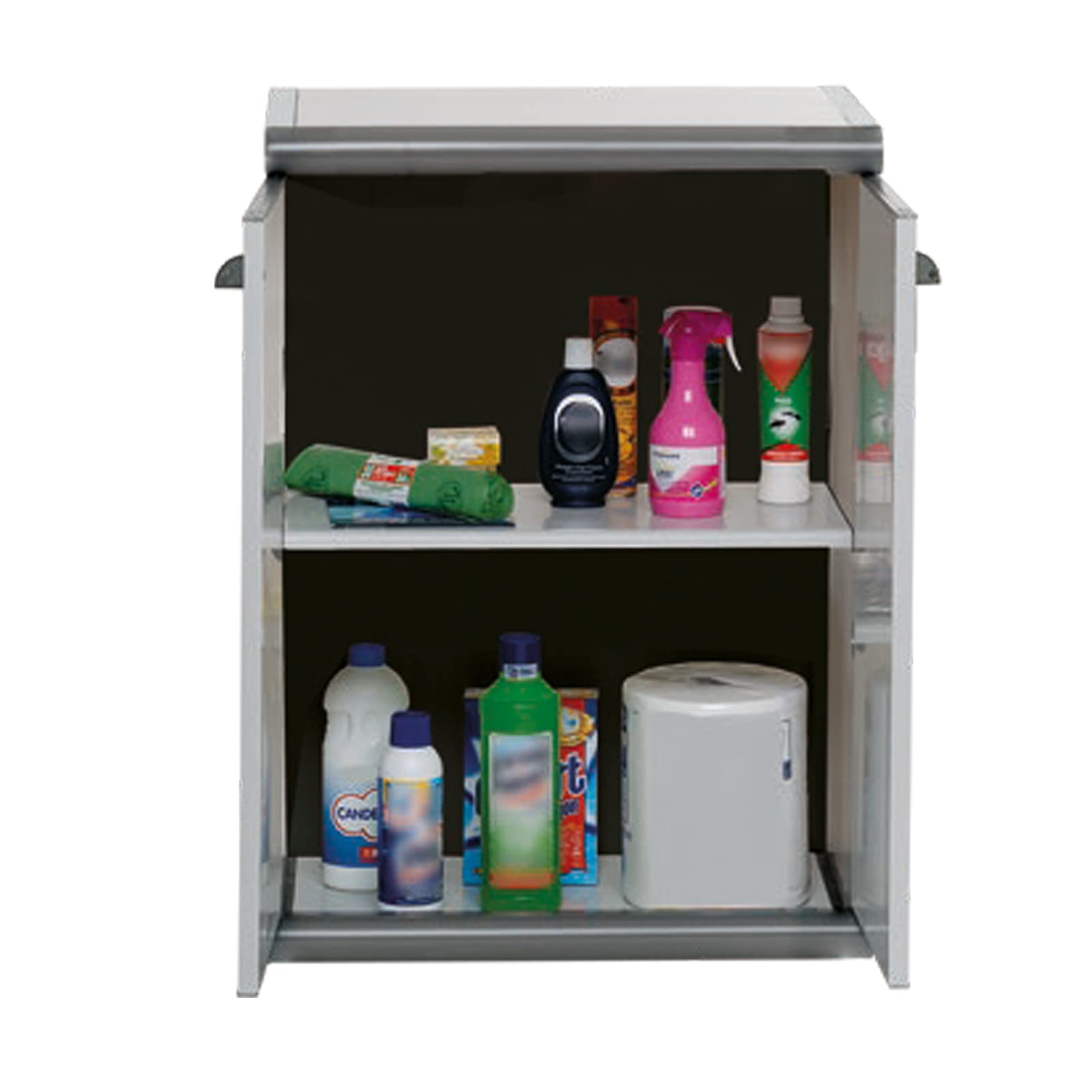 Gardiun Armario Bajo de Jardín Sintra 2 62,5x39x84 cm en Resina con 1 Balda y 2 Puertas, Protección UV, Color Gris